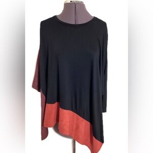 Ruti Faux Suede Asymmetric Top XS/S Textured Drape Artsy Flowy Designer